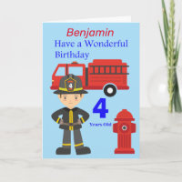 Feuerwehrmann und Lastwagen zum Geburtstag