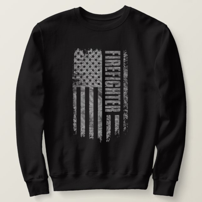Feuerwehrmann USA Flag abgenutztes Design Sweatshirt (Design vorne)