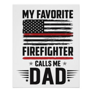 Feuerwehrmann-Vater-Flagge Vintage-Gravur-Design_1 Poster