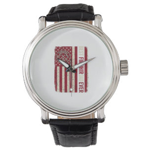 Feuerwehrmann-Vater-vertikale Flagge Vintage Armbanduhr