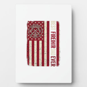 Feuerwehrmann-Vater-vertikale-Flagge Vintage Fotoplatte