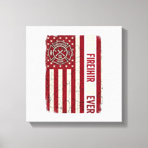Feuerwehrmann-Vater-vertikale Flagge Vintage Leinwanddruck