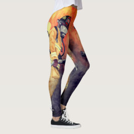 Feuerwehrmann Wasserfarbenmalerei Leggings Fireman