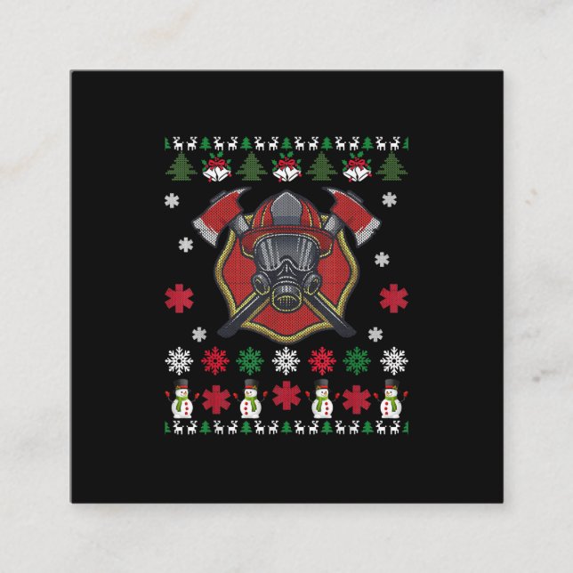 Feuerwehrmann Weihnachten Niedliche Lover Geschenk Quadratische Visitenkarte (Vorderseite)