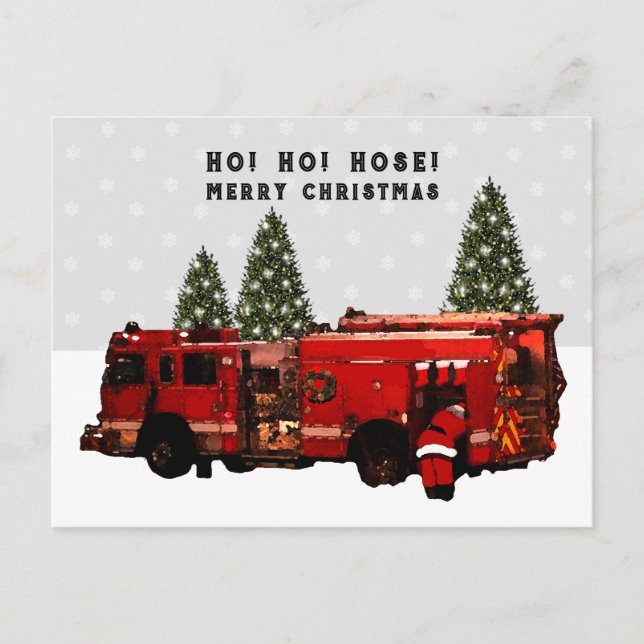 Feuerwehrmann Weihnachten Postkarte (Vorderseite)