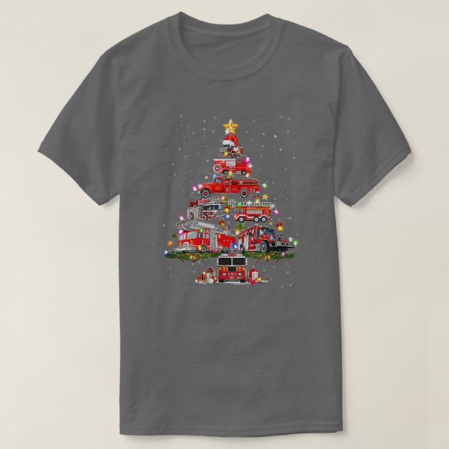 Feuerwehrmann Weihnachtsbaum Feuerwehrfahrzeug Xma T-Shirt (Design vorne)