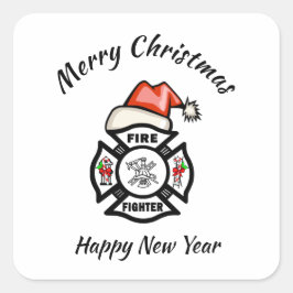 Feuerwehrmann Weihnachtsfest Quadratischer Aufkleber