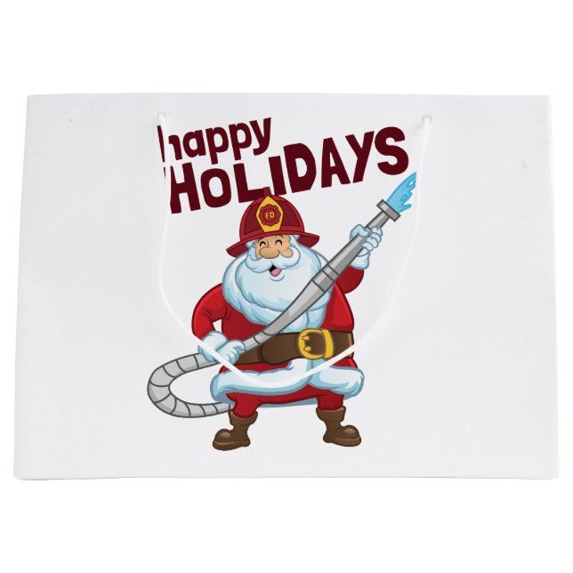Feuerwehrmann Weihnachtsmann Große Geschenktüte (Vorderseite)