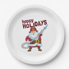 Feuerwehrmann Weihnachtsmann Pappteller