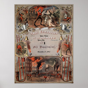 FEUERWEHRMANN Zertifikat FERTIGEN PERSONIFIZIEREN Poster