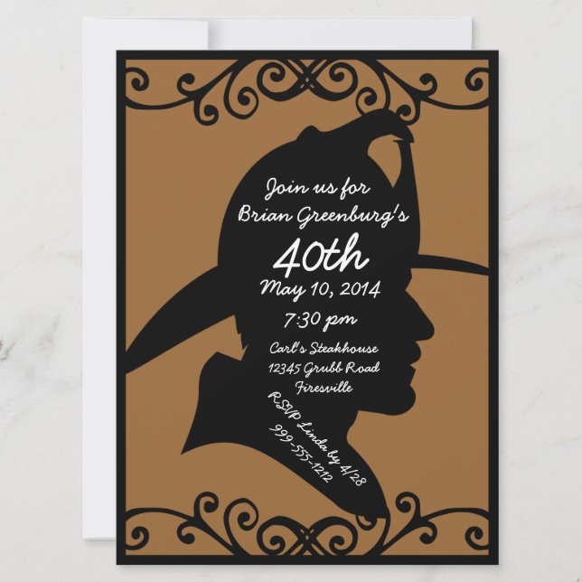 Feuerwehrmann zum Geburtstag Einladung (Vorderseite)