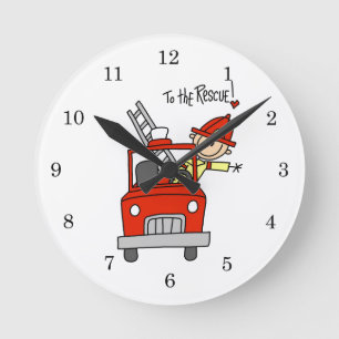 Feuerwehrmann zur Rettung T-Shirts und Geschenke Runde Wanduhr