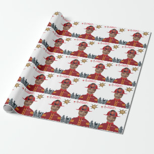 Feuerwehrmännchen in Hole Foto Geburtstag Geschenkpapier
