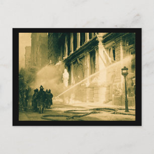 Feuerwehrmänner besprühen Gebäude Pine Street New Postkarte