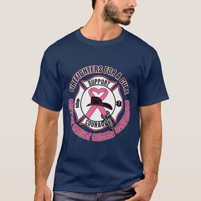 Feuerwehrmänner für einen Heilungs-Brustkrebs T-Shirt (Vorderseite)