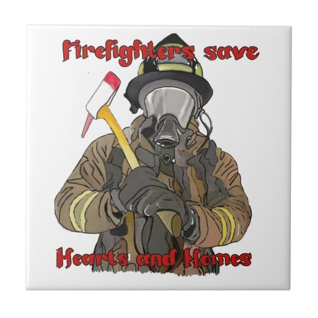 Feuerwehrmänner retten Herzen und Häuser Fliese (Vorderseite)