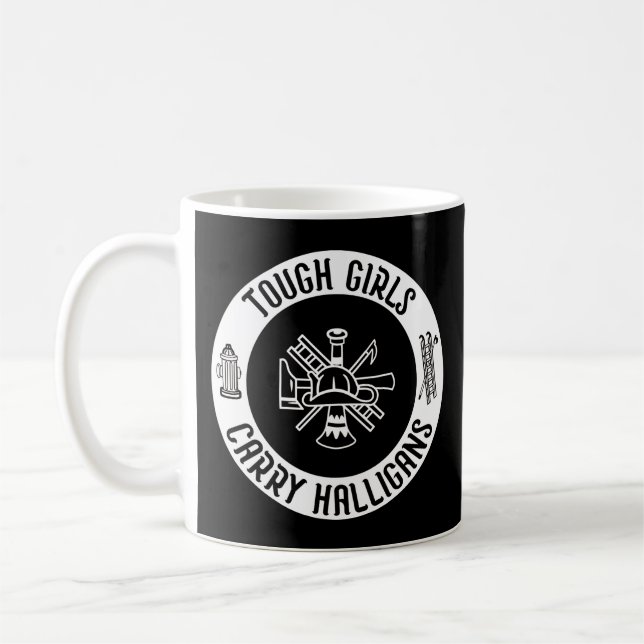 Feuerwehrmännerinnen Mädchen tragen Halligans Kaffeetasse (Links)