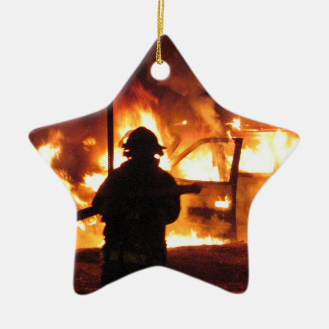 FeuerwehrmannHandline Keramik Ornament (Vorne)