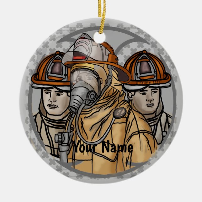 Feuerwehrmannsschmuck Keramik Ornament (Vorne)