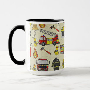 Feuerwehrmuster, Feuerwehrfahrzeug, Rettungsgetrie Tasse