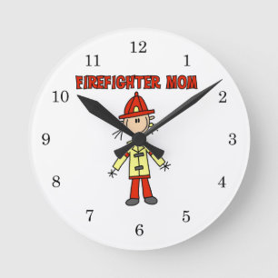 Feuerwehrmutter T-Shirts und Geschenke Runde Wanduhr