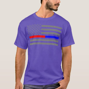 Feuerwehrpolizei Flag Thin Red Blue Line T-Shirt