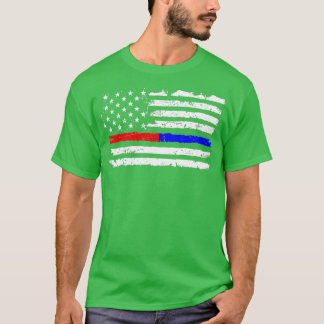 Feuerwehrpolizei Red Blue Line Amerikaner T-Shirt