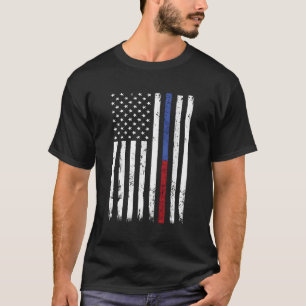 Feuerwehrpolizei Thin Red Blue Line USA T-Shirt