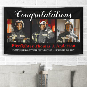 Feuerwehrruhestand Foto Collage Thin Red Line Banner