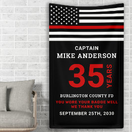 Feuerwehrruhestand Jahre Dienst dünne rote Linie Banner