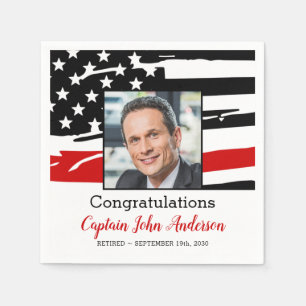 Feuerwehrruhestand Party Foto dünne rote Linie Serviette