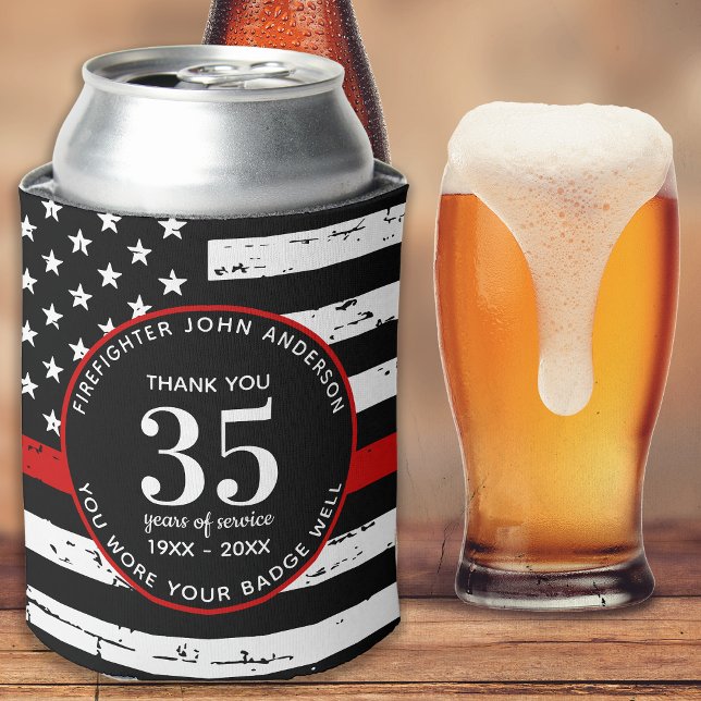 Feuerwehrruhestand Personalisiert dünne rote Linie Dosenkühler (Von Creator hochgeladen)