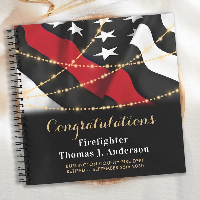 Feuerwehrruhestand Thin Red Line Flaggengast Notizbuch (Von Creator hochgeladen)