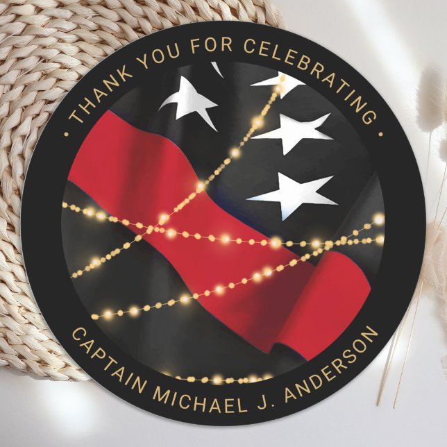 Feuerwehrruhestand Thin Red Line Party Runder Aufkleber (Von Creator hochgeladen)