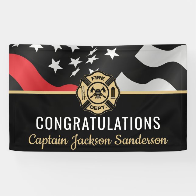 Feuerwehrruhestandsfahne Partys Fireman Red Line F Banner (Horizontal)