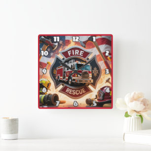 Feuerwehrrutsche Quadratische Wanduhr