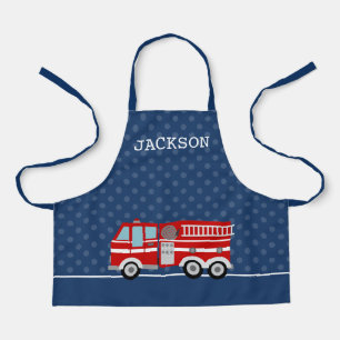 Feuerwehrschiff Blaue Polka Dot Personalisierte Ki Schürze