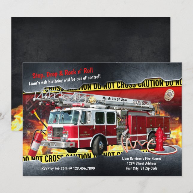 Feuerwehrschiff-Party Einladung (Vorne/Hinten)