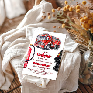 Feuerwehrschiff Red Fire Truck Boy Baby Dusche Einladung