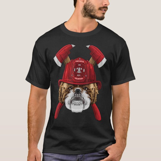 Feuerwehrschiff Shih Tzu Feuerwehrmännchen Kinder  T-Shirt (Vorderseite)