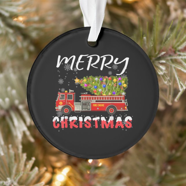 Feuerwehrschiff Weihnachtsfamilie für Feuerwehrleu Ornament (Baum)