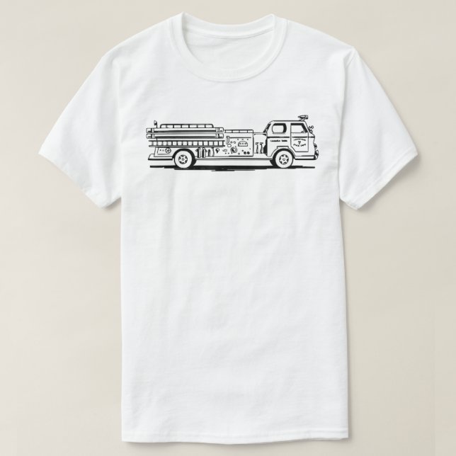Feuerwehrschild Klassischer Feuerwehrwagen Alte Pu T-Shirt (Design vorne)