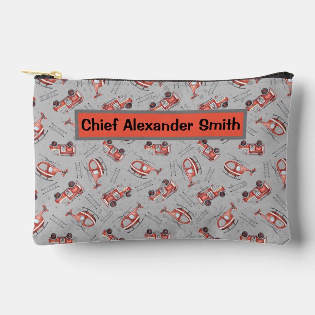 Feuerwehrtruck und Ladenschrift Zubehörtasche (Vorderseite)