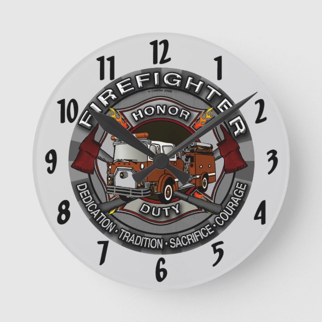 Feuerwehruhr Runde Wanduhr (Vorderseite)