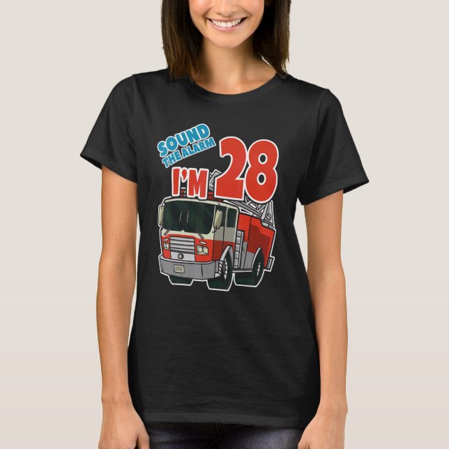 Feuerwehrwagen 28. Geburtstag Feuerwehrfahrzeuge T T-Shirt (Vorderseite)