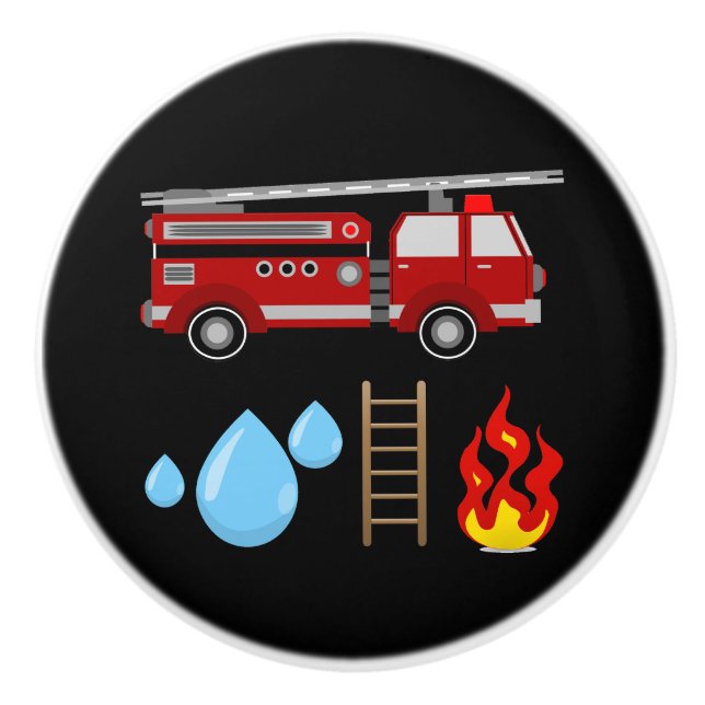 Feuerwehrwagen Feuerwehrfahrzeuge Kids Boys Keramikknauf (Vorderseite)