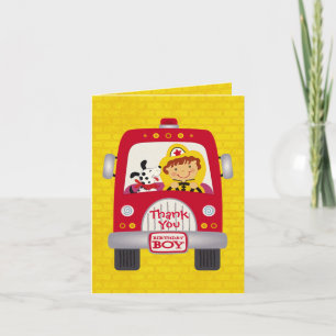 Feuerwehrwagen Geburtstagskind Dankeskarte
