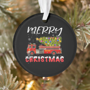 Feuerwehrwagen Kiefernbaum Feuerwehrfamilie Weihna Ornament