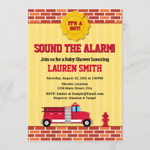 Feuerwehrwagen Kinderdusche Einladung Feuerwehrman