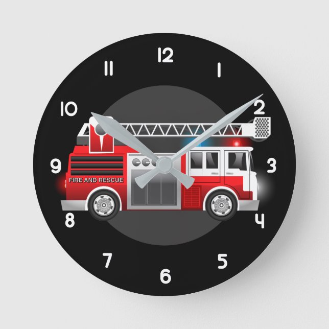 Feuerwehrwagen Runde Wanduhr (Vorderseite)